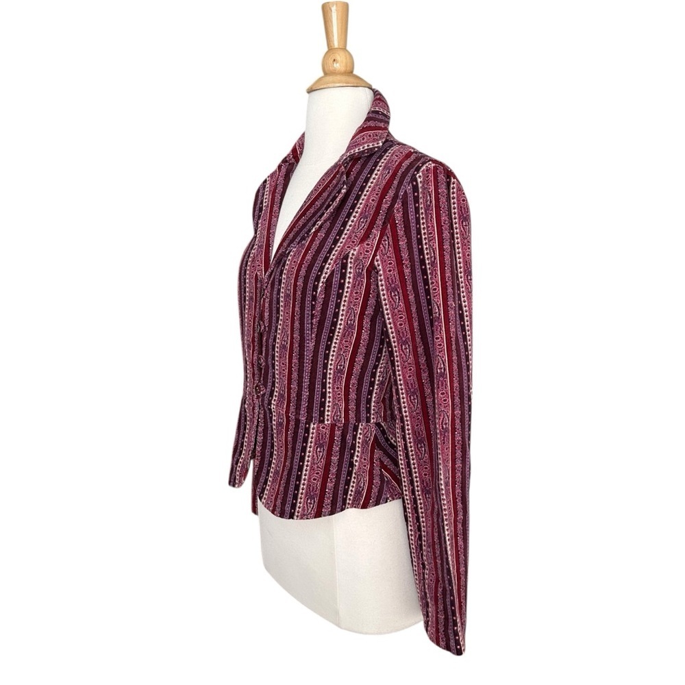Vintage Inspired Boho Purple Velvet Stripe Blazer Jacket Hippie Retro 70s Small - Picture 6 of 13